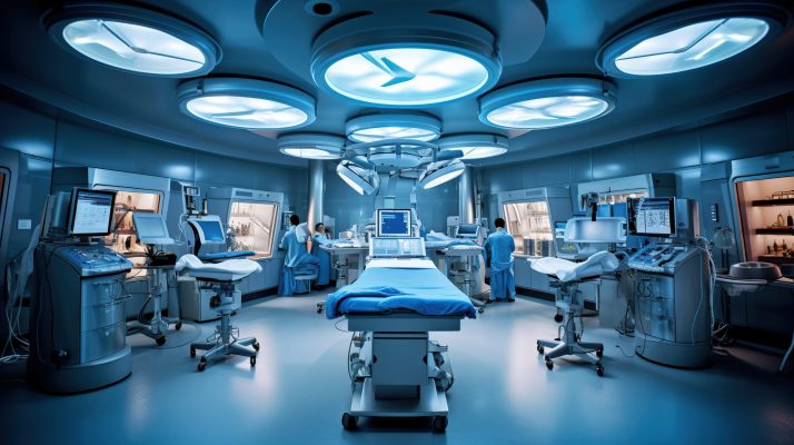 Interior view of operating room Generative AI